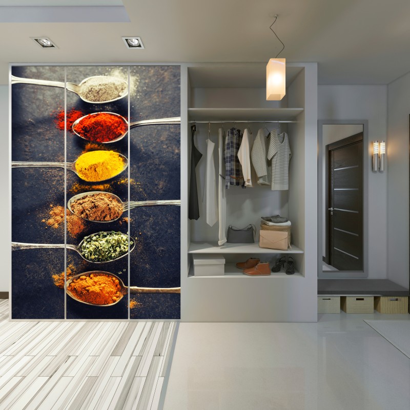 Schrankaufkleber bunte gewürzlöffel anordnung – Wallnifity® Schrankaufkleber bunte gewürzlöffel anordnung – Wallnifity®