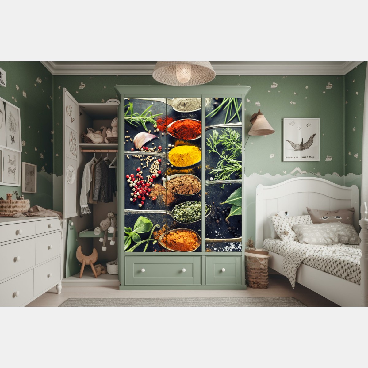 Schrankaufkleber komposition aus gewürzen und kräutern – Wallnifity®