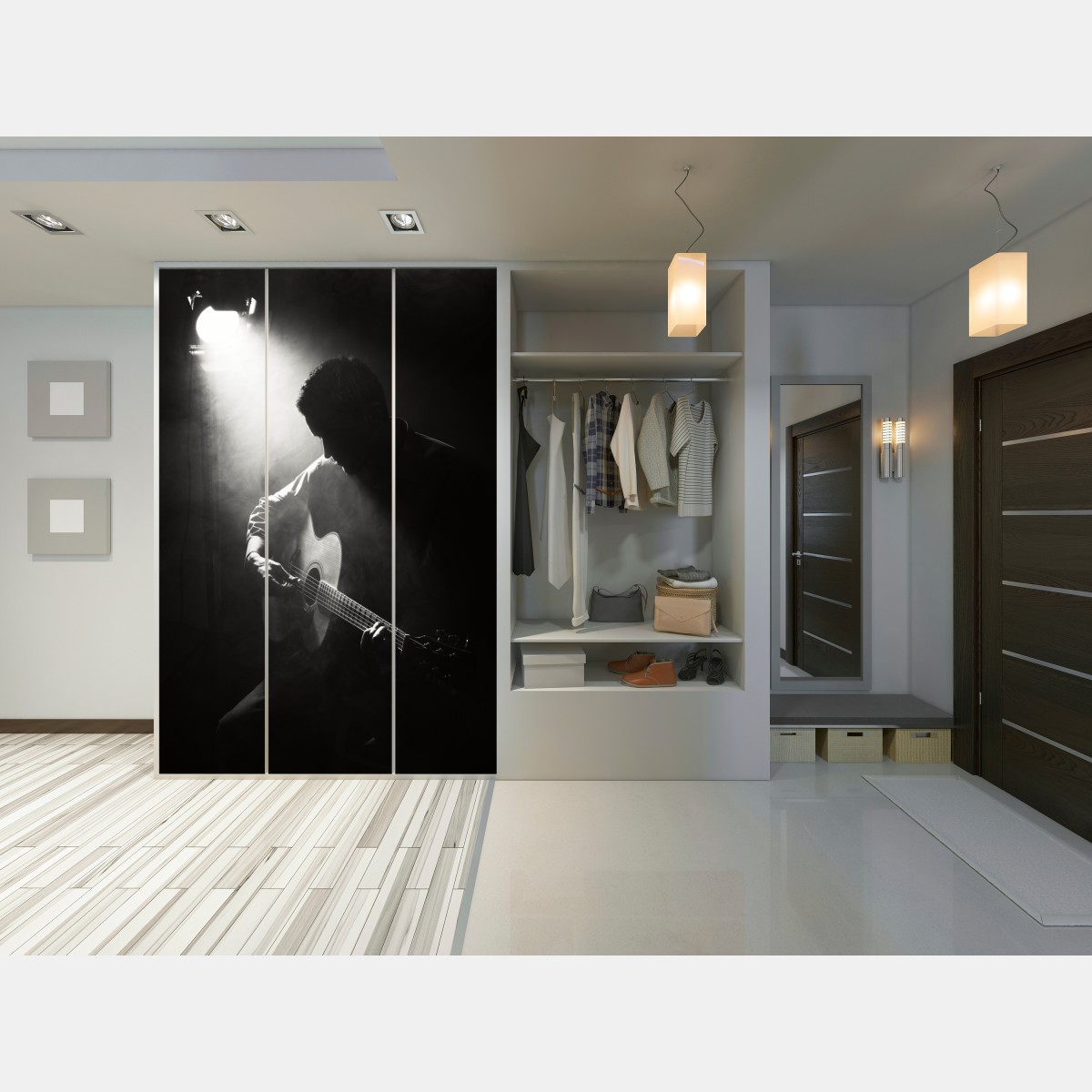 Schrankaufkleber silhouette eines gitaristen im scheinwerferlicht – Wallnifity® Schrankaufkleber silhouette eines gitaristen im scheinwerferlicht – Wallnifity®