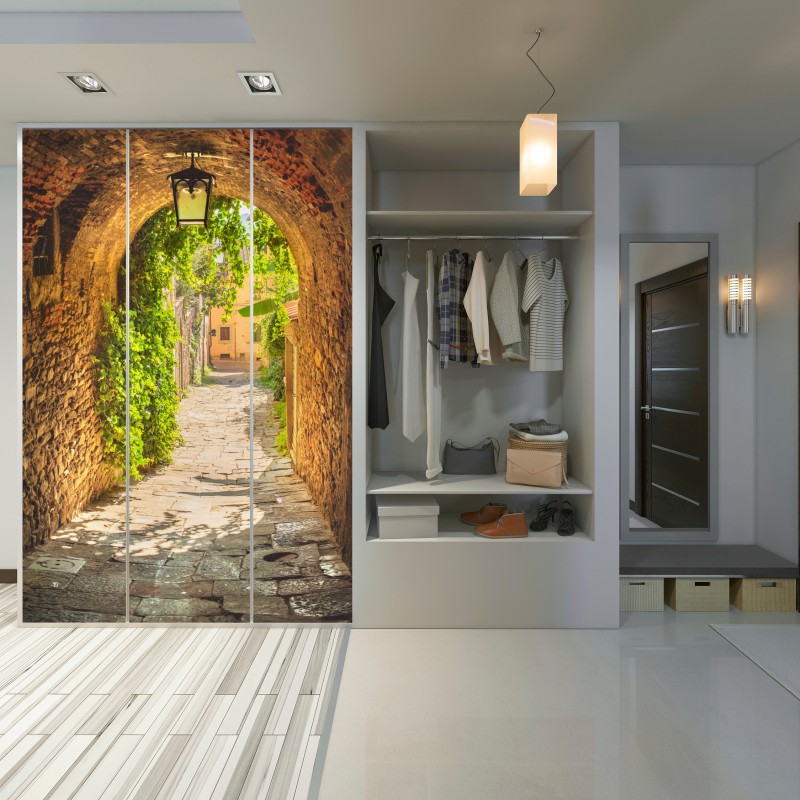 Schrankaufkleber sonnige gasse in der Toskana – Wallnifity® Schrankaufkleber sonnige gasse in der Toskana – Wallnifity®