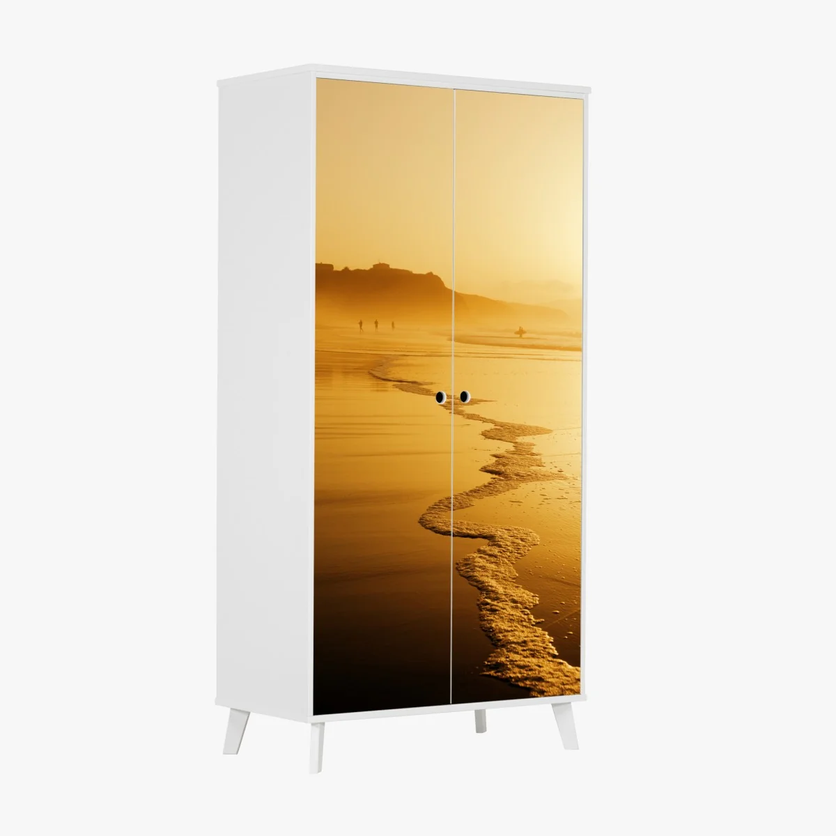 Schrankaufkleber goldener sonnenuntergang am strand von Sopelana – Wallnifity®