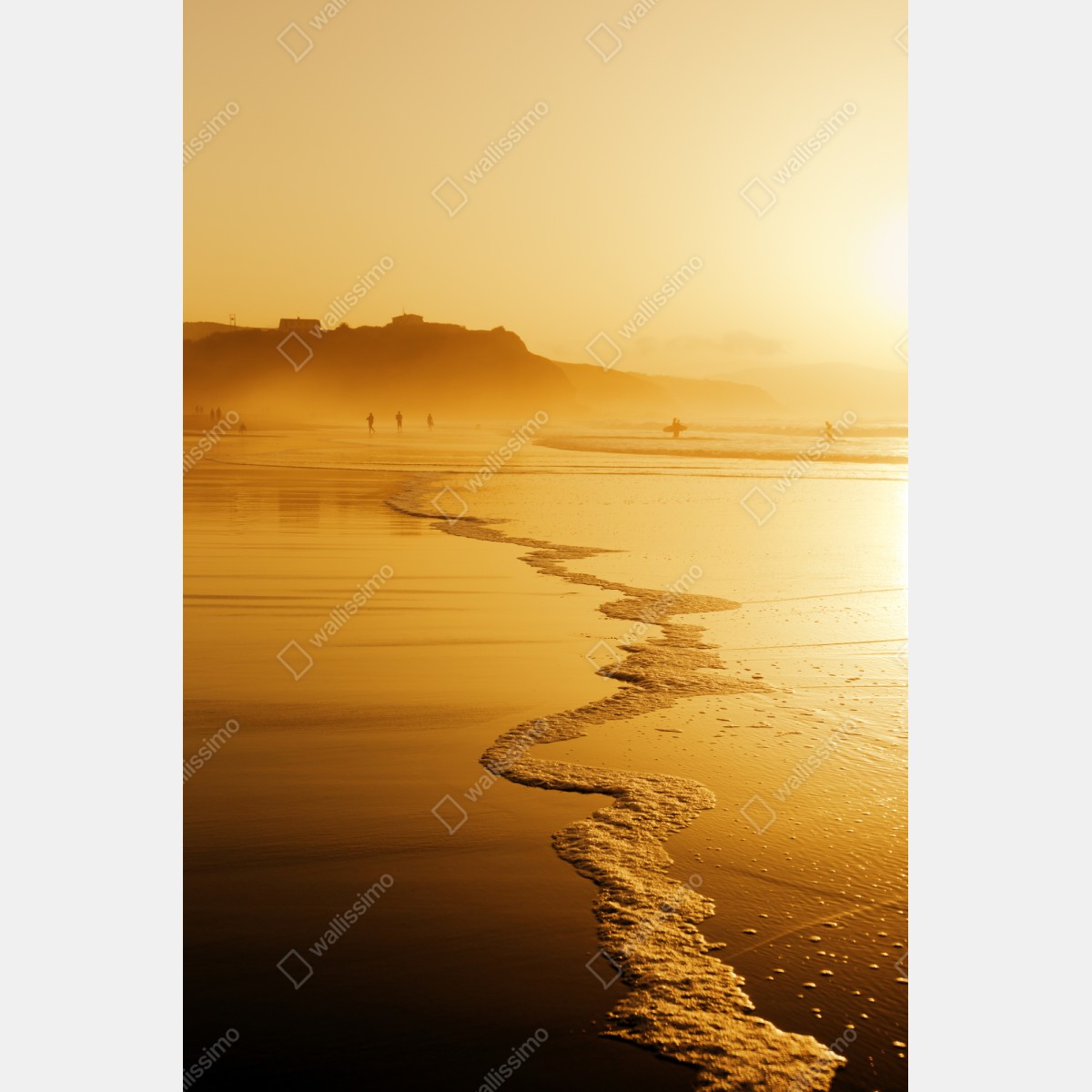Schrankaufkleber goldener sonnenuntergang am strand von Sopelana – Wallnifity®