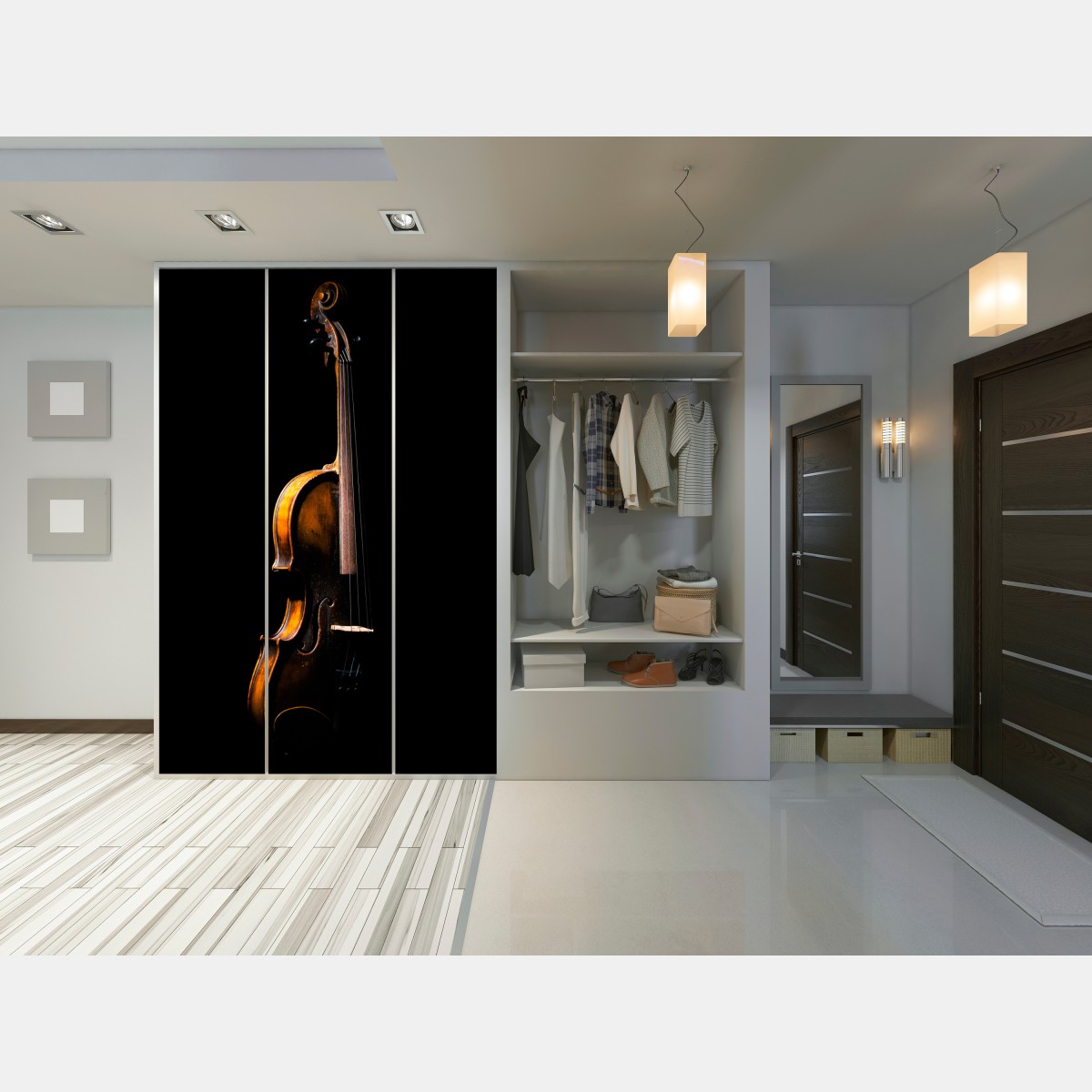 Schrankaufkleber elegante vintage-geige vor schwarzem hintergrund – Wallnifity® Schrankaufkleber elegante vintage-geige vor schwarzem hintergrund – Wallnifity®