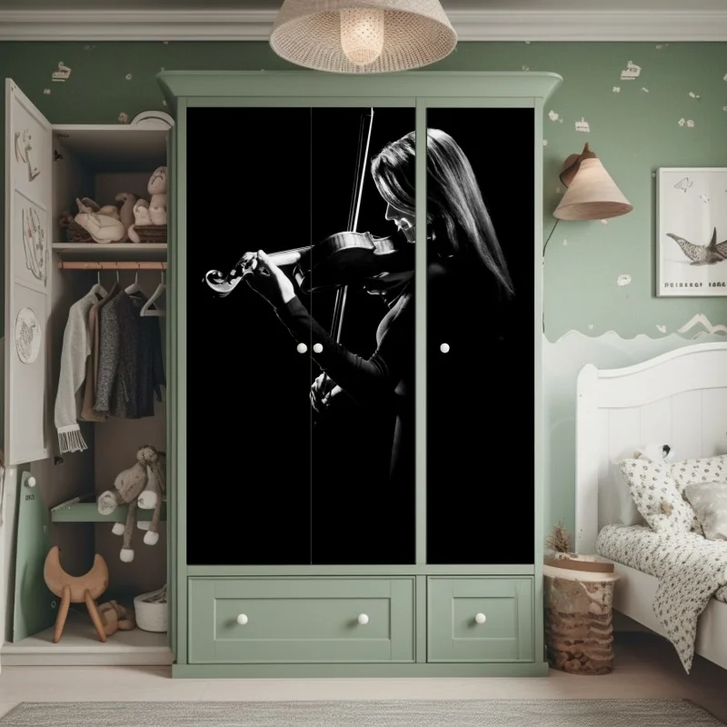 Schrankaufkleber leuchtende tropische heliconia vor satten grünen blättern – Wallnifity®