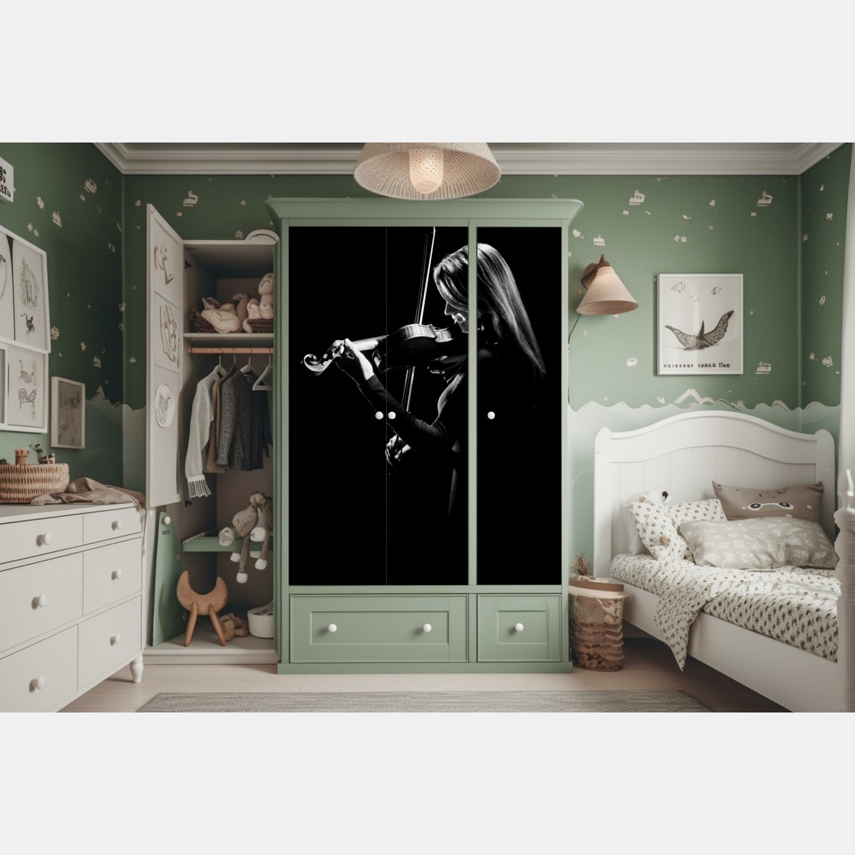 Schrankaufkleber elegante geigerin silhouette – Wallnifity® Schrankaufkleber elegante geigerin silhouette – Wallnifity®