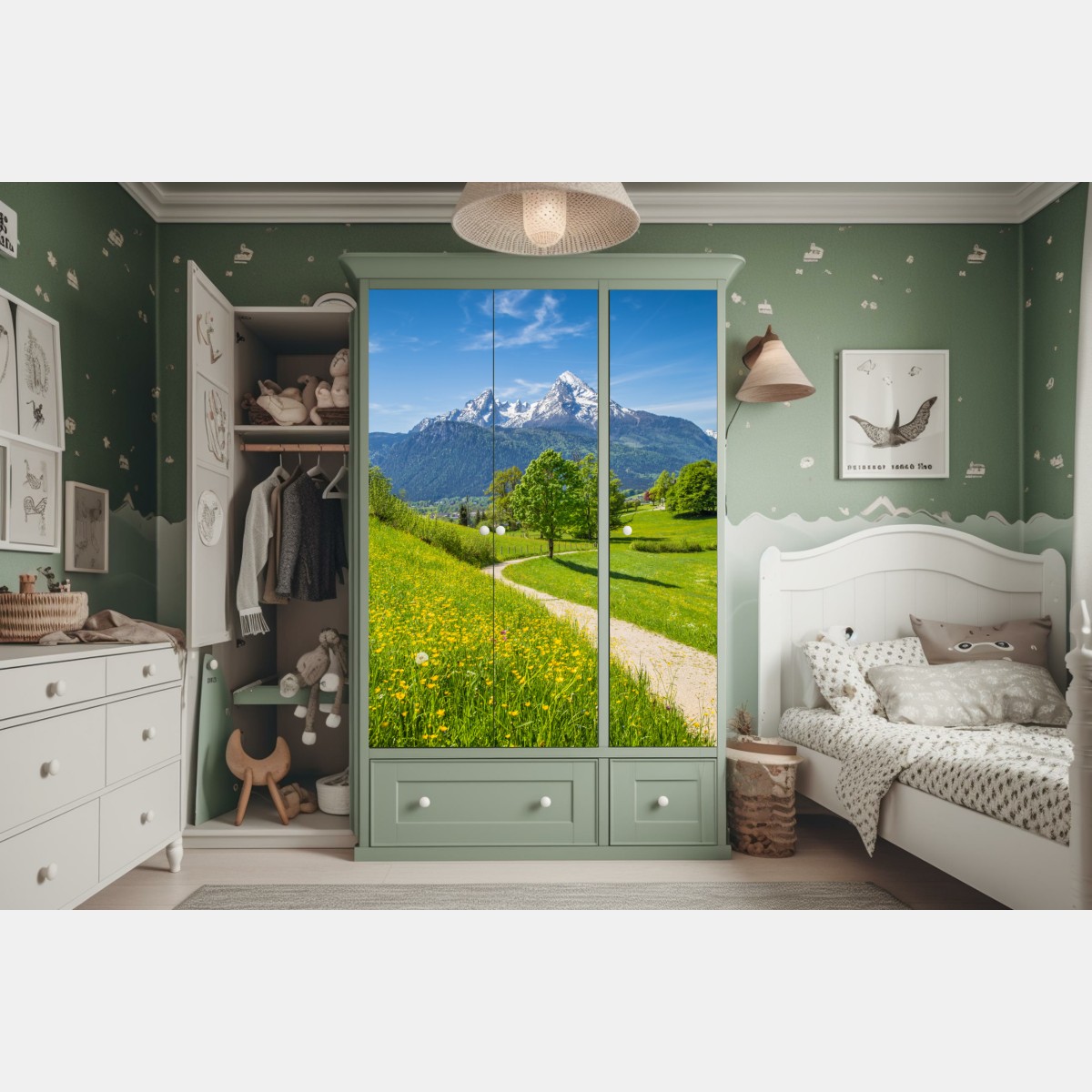 Schrankaufkleber alpenwiese und bergpfad – Wallnifity® Schrankaufkleber alpenwiese und bergpfad – Wallnifity®