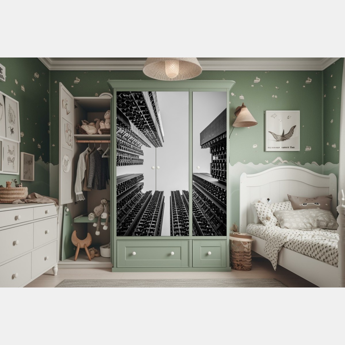 Schrankaufkleber städtische perspektive hochhäuser – Wallnifity® Schrankaufkleber städtische perspektive hochhäuser – Wallnifity®