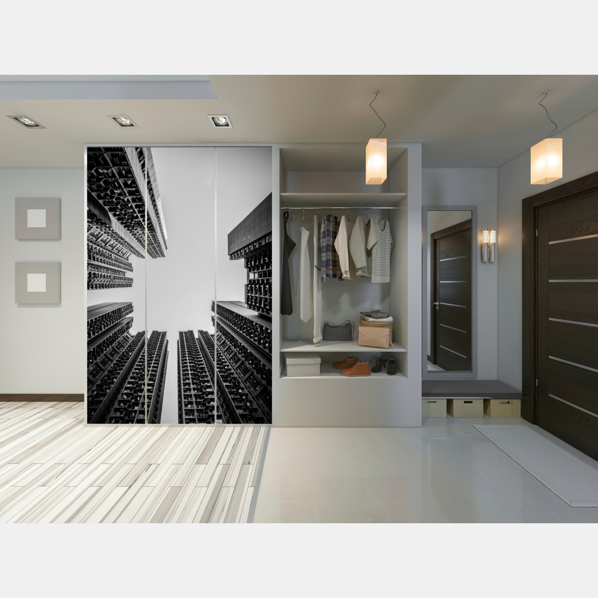 Schrankaufkleber städtische perspektive hochhäuser – Wallnifity® Schrankaufkleber städtische perspektive hochhäuser – Wallnifity®