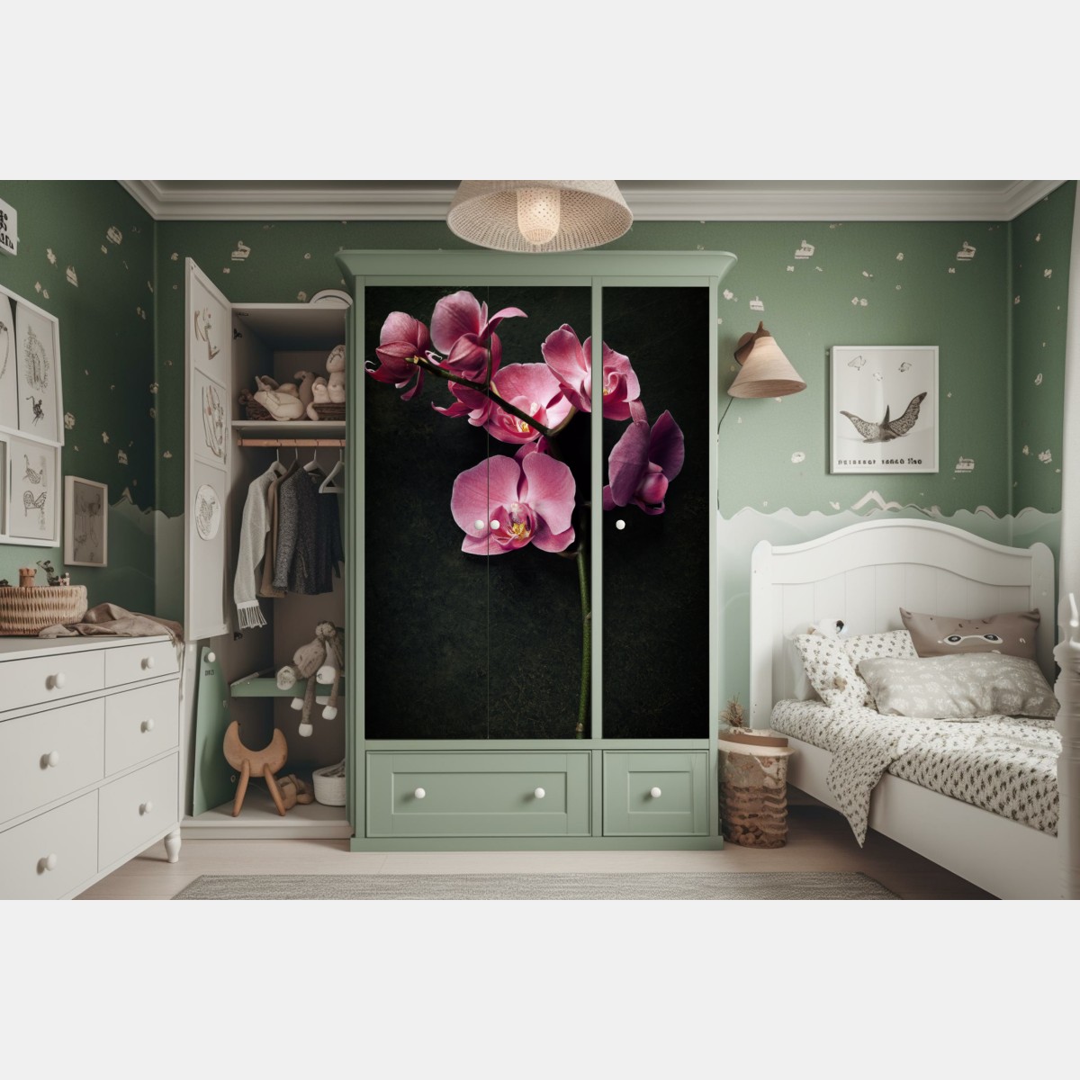 Schrankaufkleber rosa orchidee vor dunklem vintage-hintergrund – Wallnifity® Schrankaufkleber rosa orchidee vor dunklem vintage-hintergrund – Wallnifity®