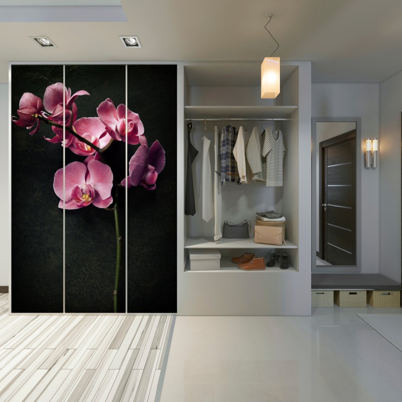 Schrankaufkleber rosa orchidee vor dunklem vintage-hintergrund – Wallnifity® Schrankaufkleber rosa orchidee vor dunklem vintage-hintergrund – Wallnifity®