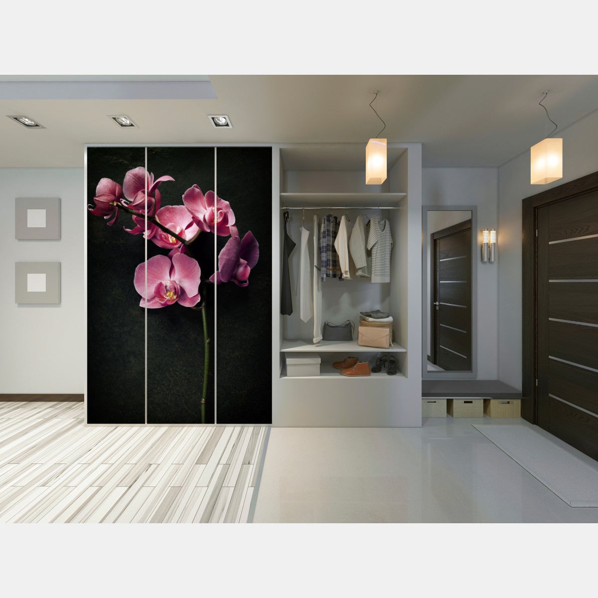 Schrankaufkleber rosa orchidee vor dunklem vintage-hintergrund – Wallnifity® Schrankaufkleber rosa orchidee vor dunklem vintage-hintergrund – Wallnifity®