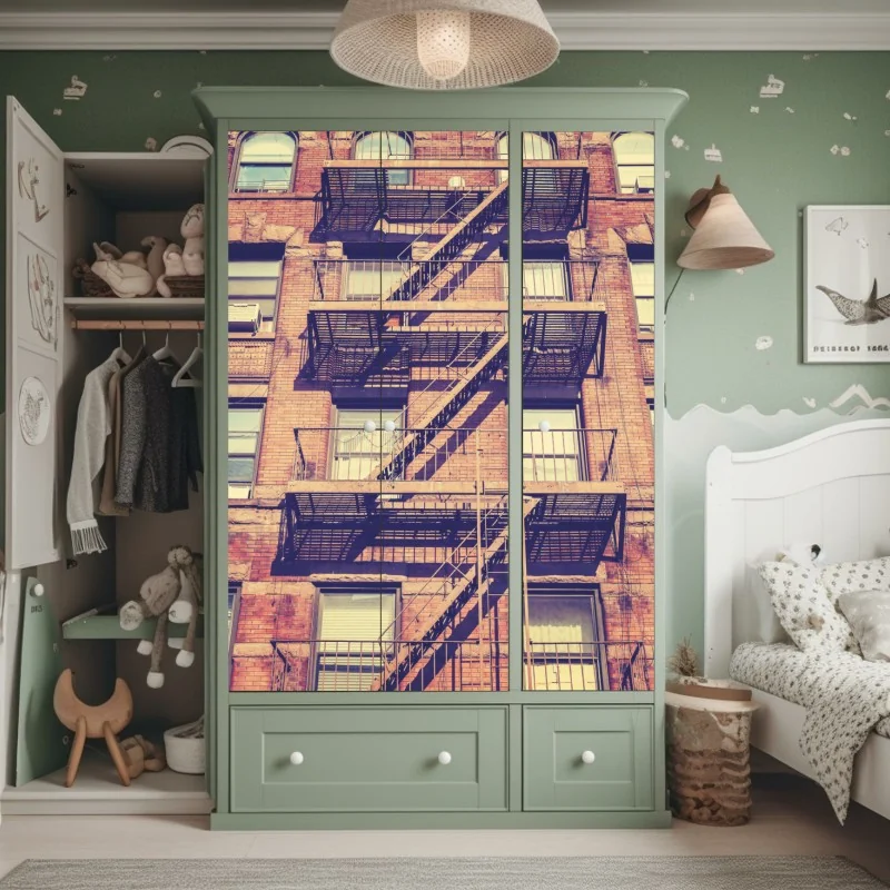 Schrankaufkleber ruhiger waldsteg im grünen – Wallnifity®