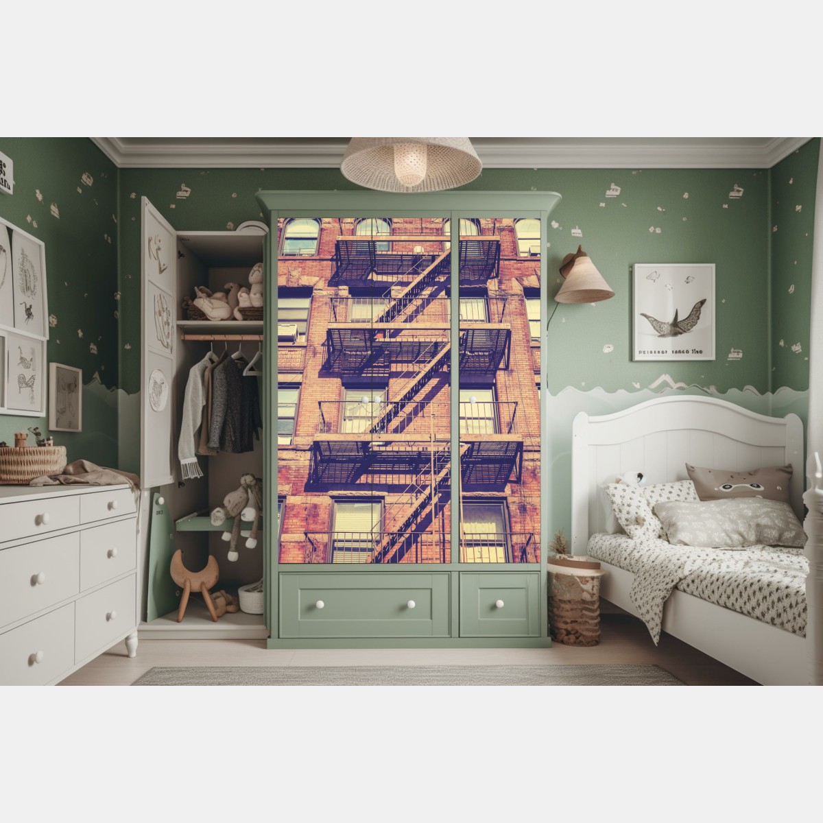 Schrankaufkleber vintage feuertreppen aus New York – Wallnifity®