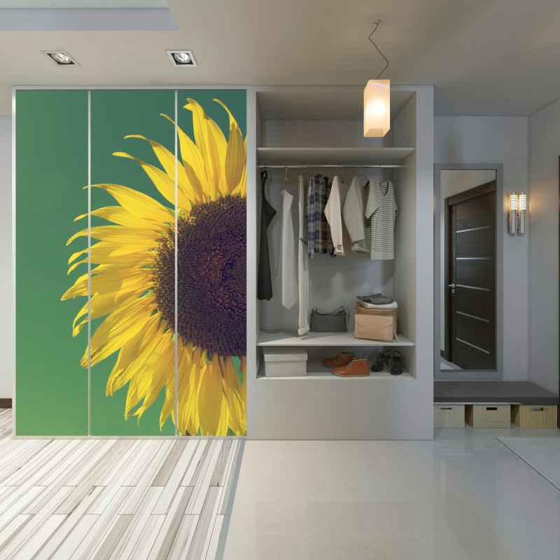 Schrankaufkleber strahlende sonnenblume vor vintage-himmel – Wallnifity® Schrankaufkleber strahlende sonnenblume vor vintage-himmel – Wallnifity®