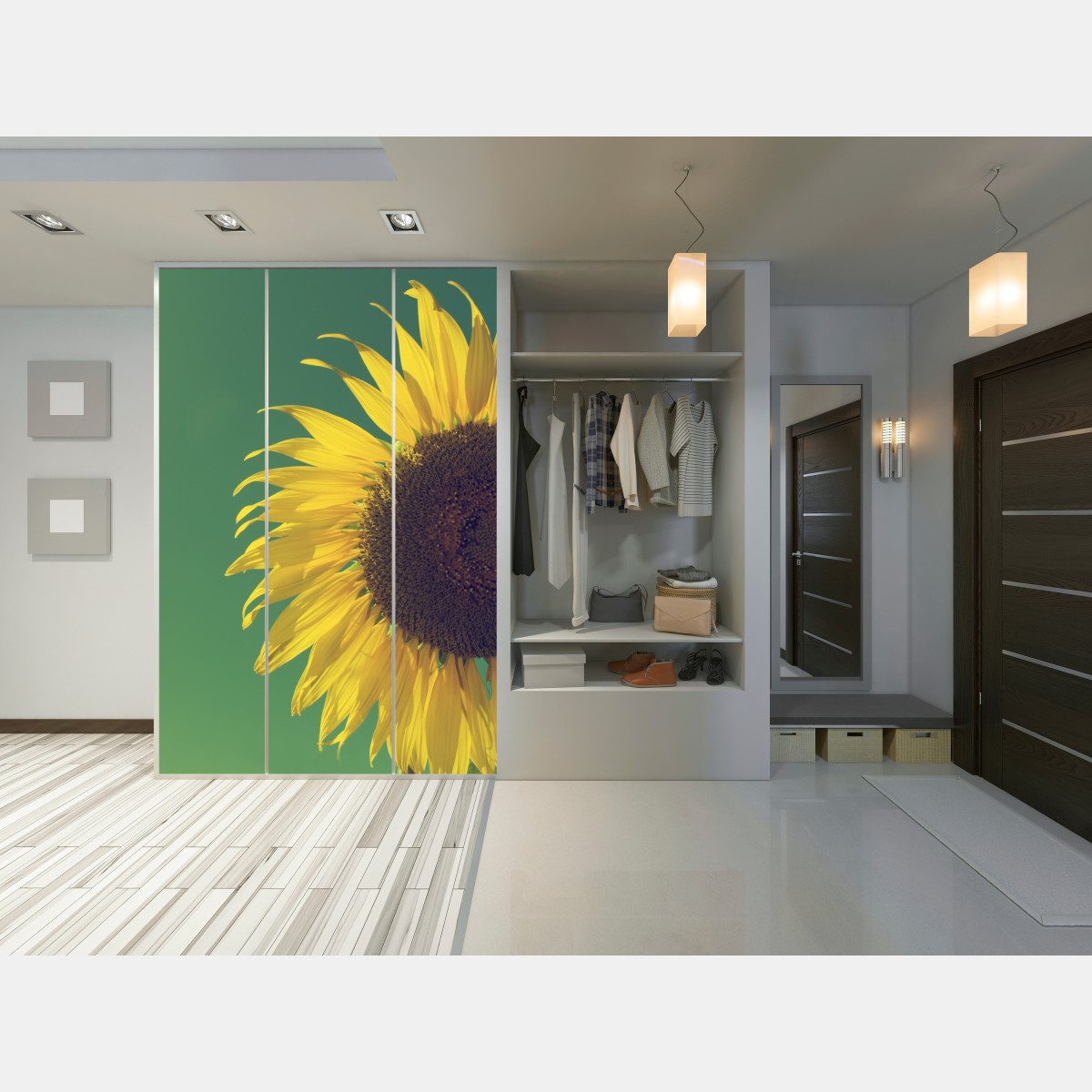 Schrankaufkleber strahlende sonnenblume vor vintage-himmel – Wallnifity® Schrankaufkleber strahlende sonnenblume vor vintage-himmel – Wallnifity®