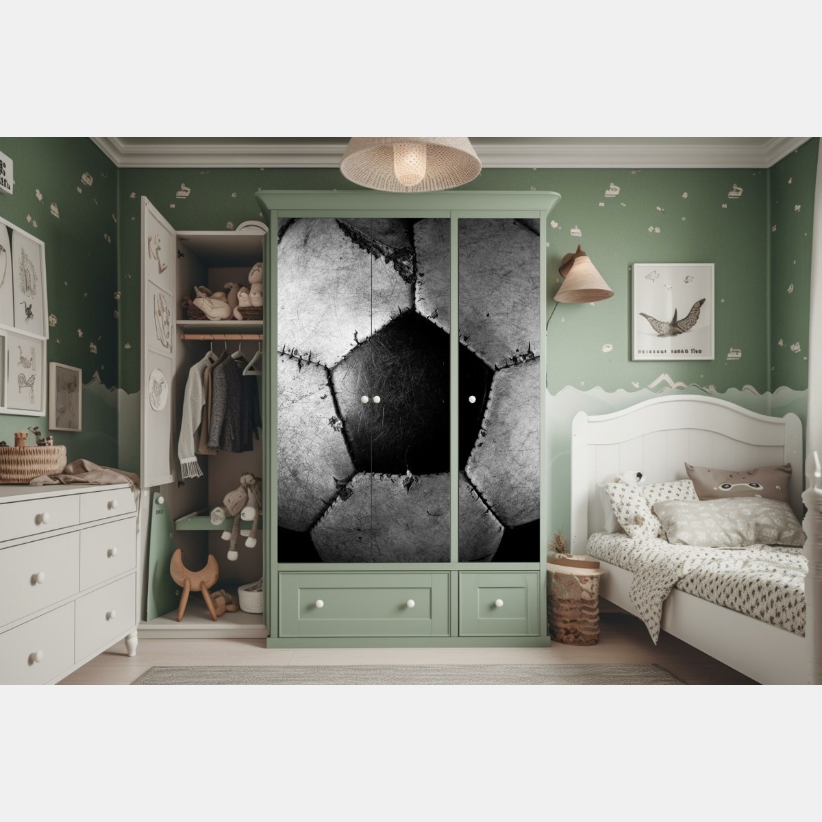 Schrankaufkleber abgenutzter fußball - nahaufnahme – Wallnifity® Schrankaufkleber abgenutzter fußball - nahaufnahme – Wallnifity®