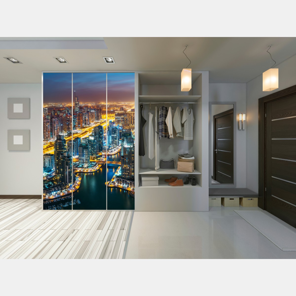 Schrankaufkleber nächtliche skyline Dubai Marina – Wallnifity® Schrankaufkleber nächtliche skyline Dubai Marina – Wallnifity®