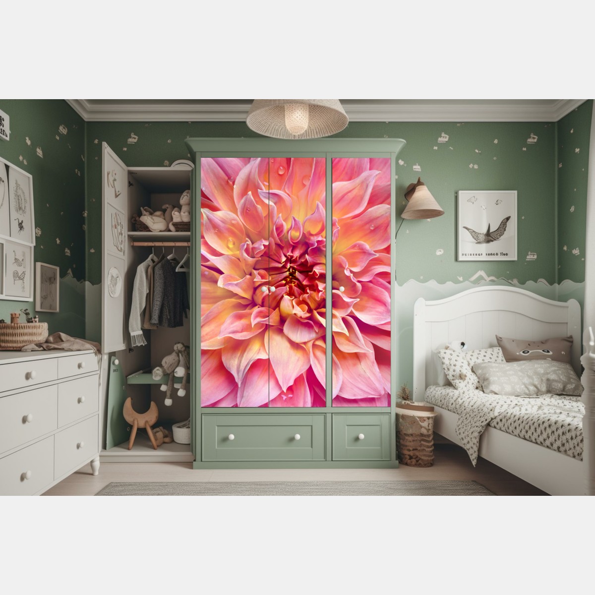 Schrankaufkleber rosa dahlie nahaufnahme – Wallnifity® Schrankaufkleber rosa dahlie nahaufnahme – Wallnifity®