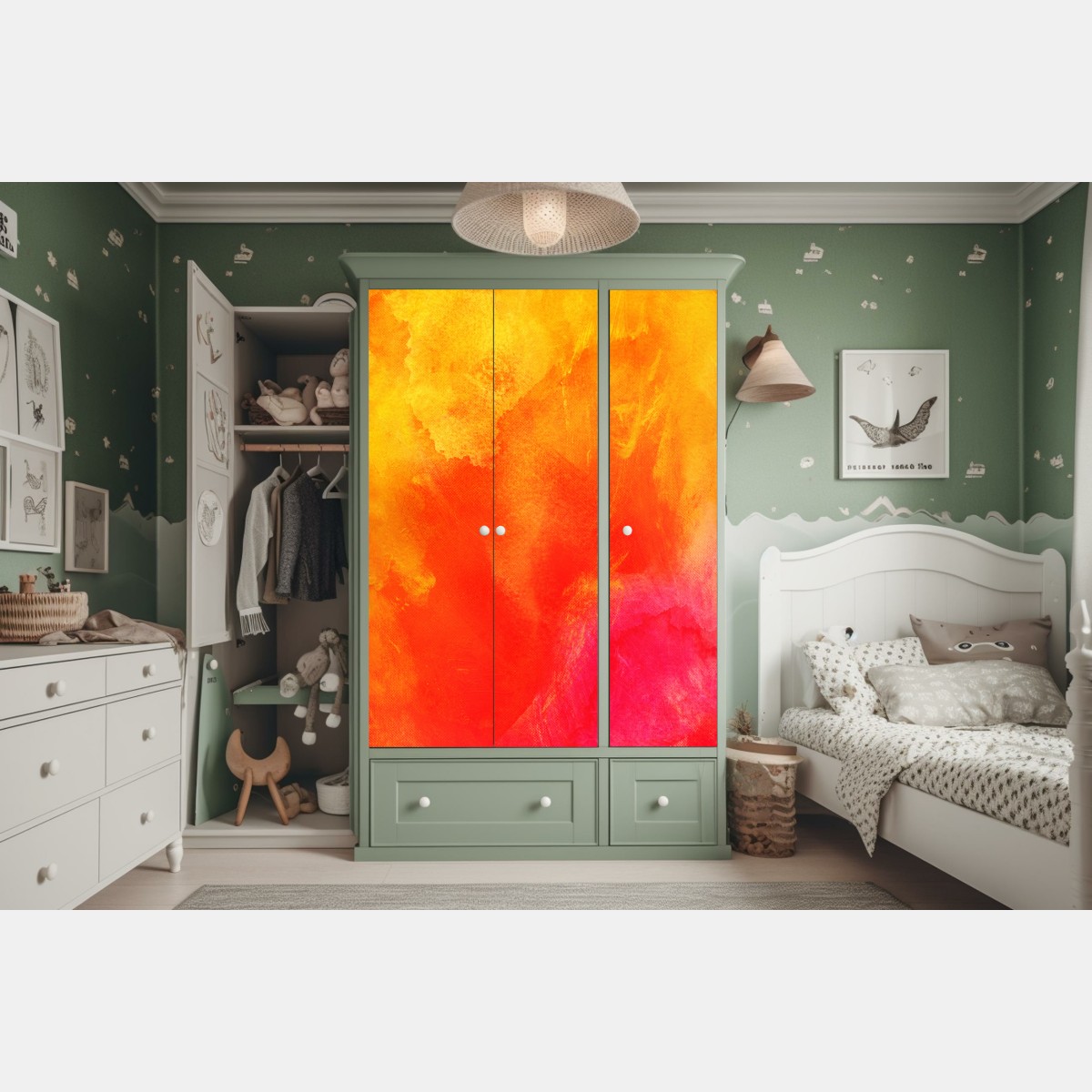 Schrankaufkleber lebendiger oranger abstrakter verlauf – Wallnifity® Schrankaufkleber lebendiger oranger abstrakter verlauf – Wallnifity®