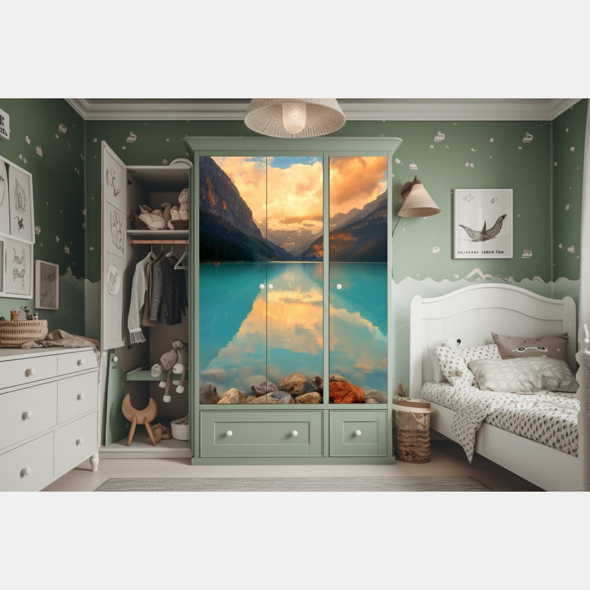 Schrankaufkleber sonnenaufgang über Lake Louise, Banff – Wallnifity® Schrankaufkleber sonnenaufgang über Lake Louise, Banff – Wallnifity®