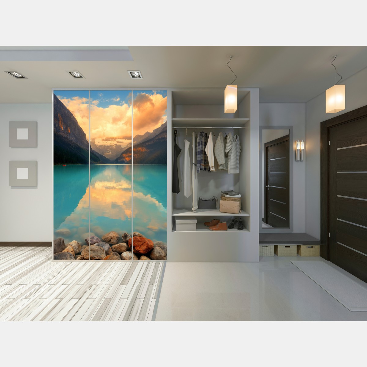 Schrankaufkleber sonnenaufgang über Lake Louise, Banff – Wallnifity® Schrankaufkleber sonnenaufgang über Lake Louise, Banff – Wallnifity®