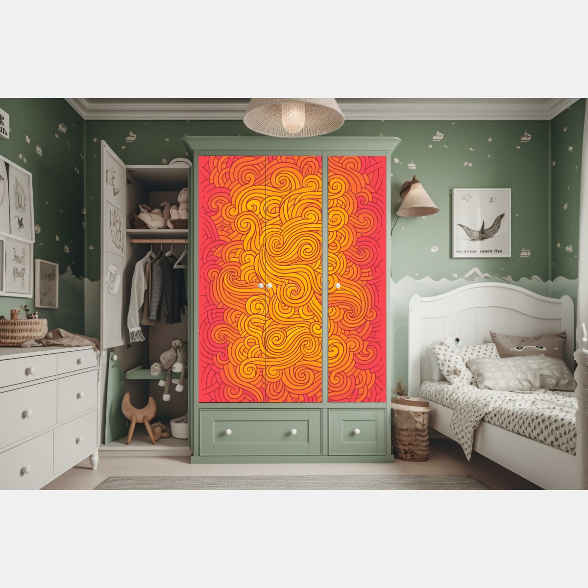 Schrankaufkleber warmes wirbelndes abstraktes muster – Wallnifity® Schrankaufkleber warmes wirbelndes abstraktes muster – Wallnifity®