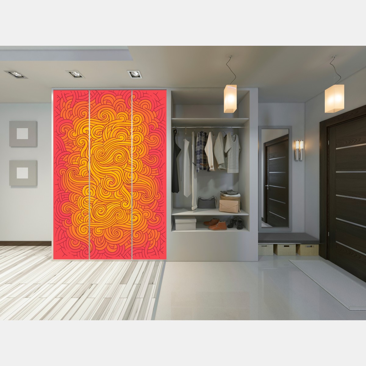 Schrankaufkleber warmes wirbelndes abstraktes muster – Wallnifity® Schrankaufkleber warmes wirbelndes abstraktes muster – Wallnifity®