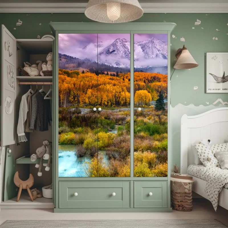 Schrankaufkleber rosafarbener sonnenaufgang über East Beckwith Mountain – Wallnifity®