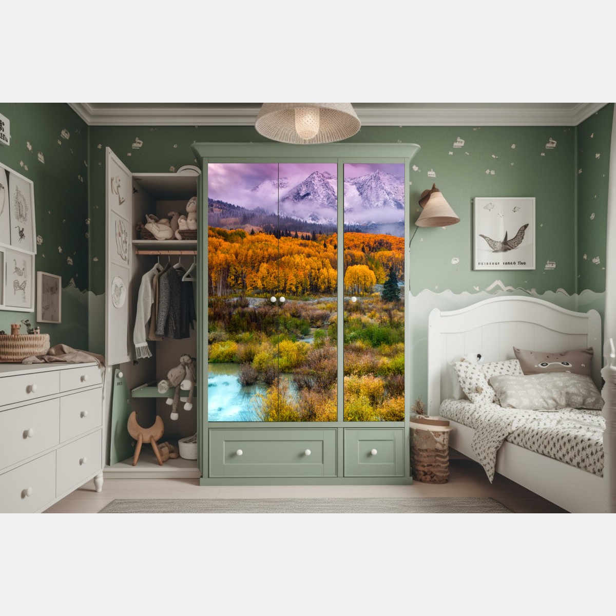 Schrankaufkleber rosafarbener sonnenaufgang über East Beckwith Mountain – Wallnifity®