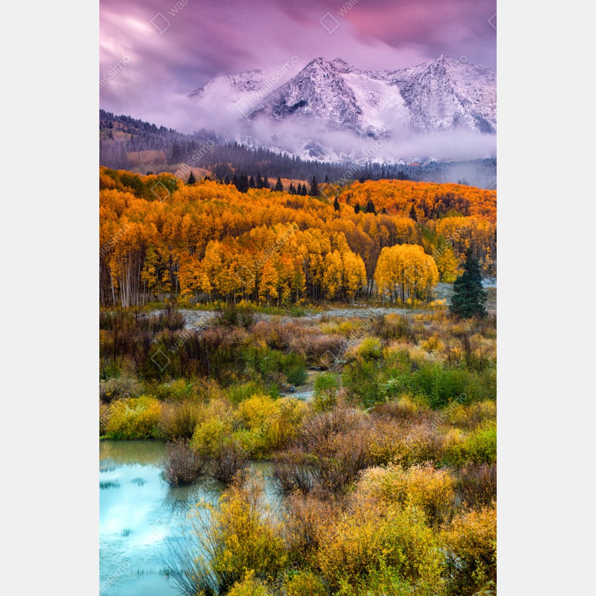 Schrankaufkleber rosafarbener sonnenaufgang über East Beckwith Mountain – Wallnifity®