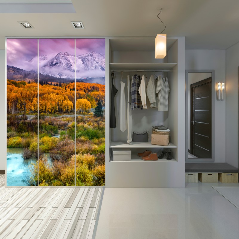 Schrankaufkleber rosafarbener sonnenaufgang über East Beckwith Mountain – Wallnifity®