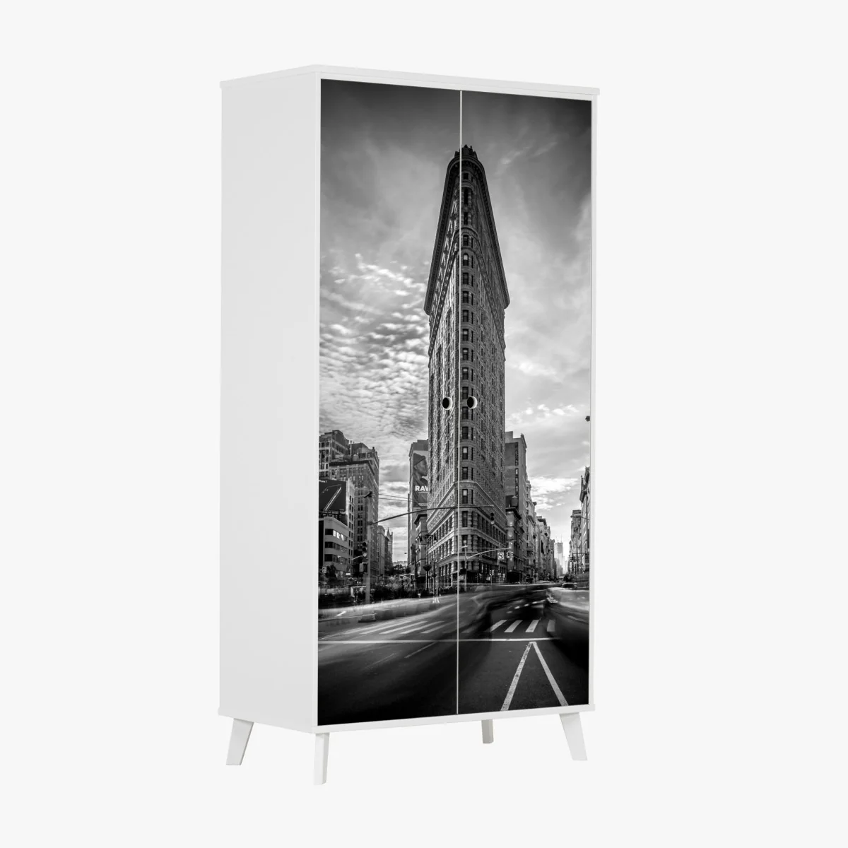 Schrankaufkleber Flatiron, New York — monochrome architektur – Wallnifity® Schrankaufkleber Flatiron, New York — monochrome architektur – Wallnifity®