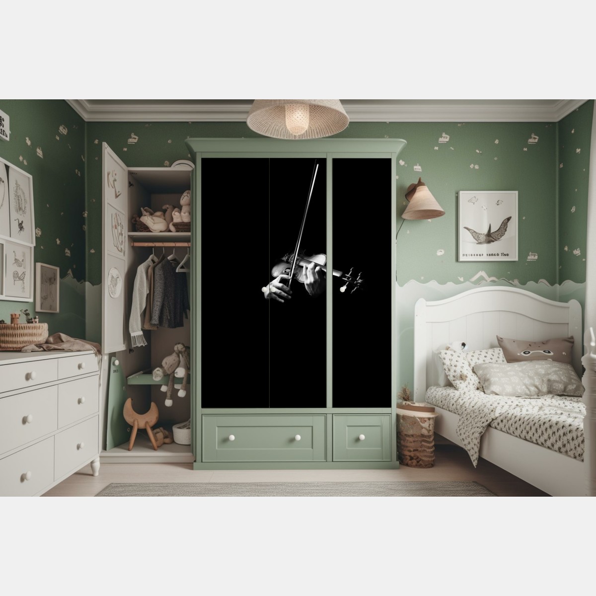 Schrankaufkleber geige in monochrom – Wallnifity®