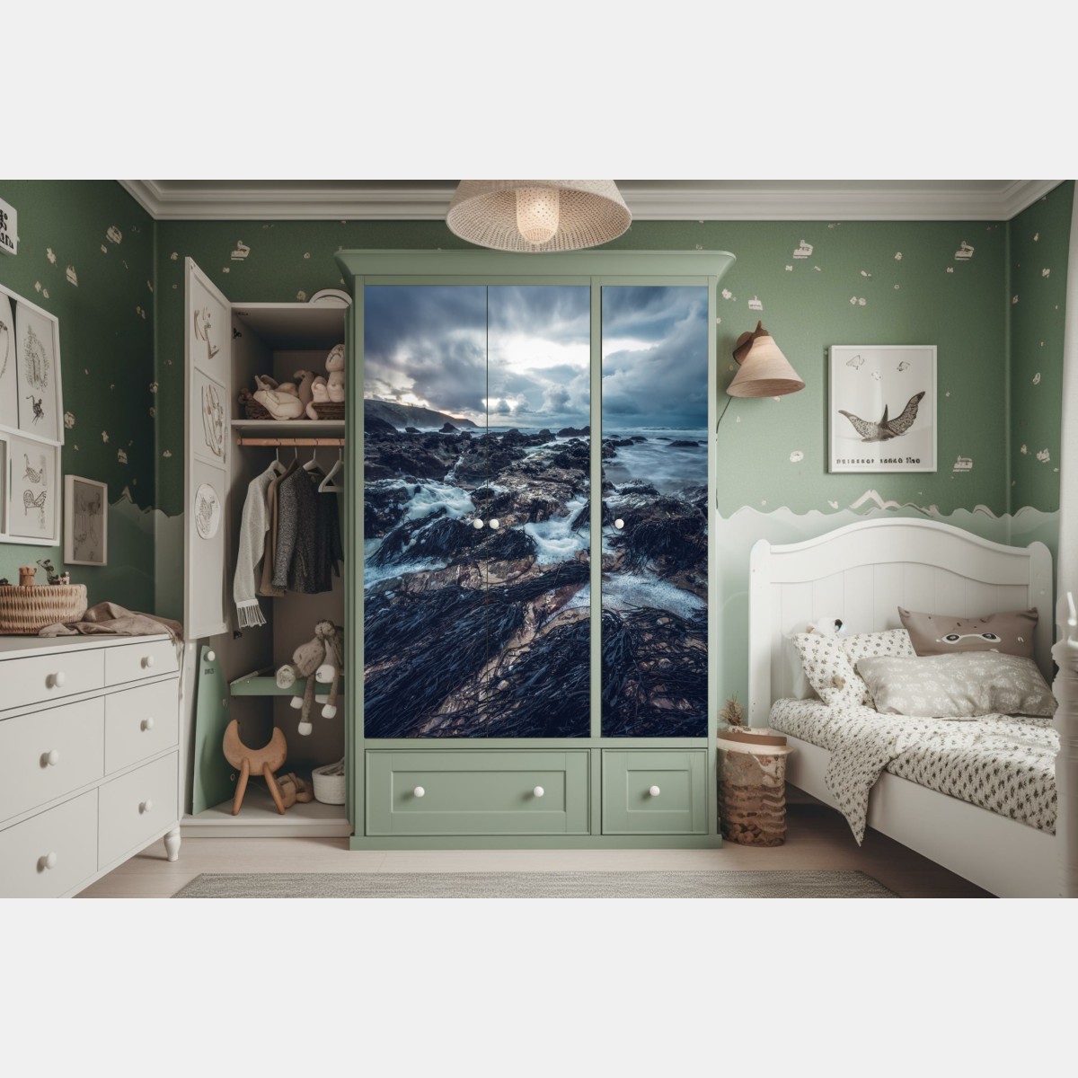 Schrankaufkleber stimmungsvolle felsenküste bei dämmerung – Wallnifity® Schrankaufkleber stimmungsvolle felsenküste bei dämmerung – Wallnifity®