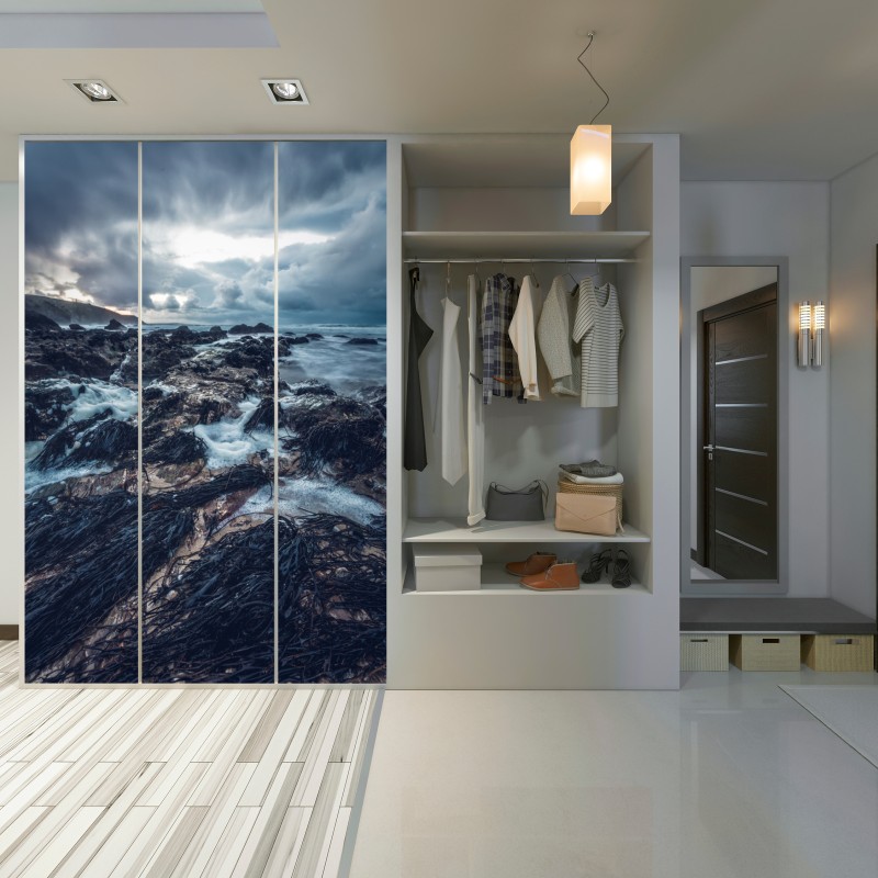 Schrankaufkleber stimmungsvolle felsenküste bei dämmerung – Wallnifity® Schrankaufkleber stimmungsvolle felsenküste bei dämmerung – Wallnifity®