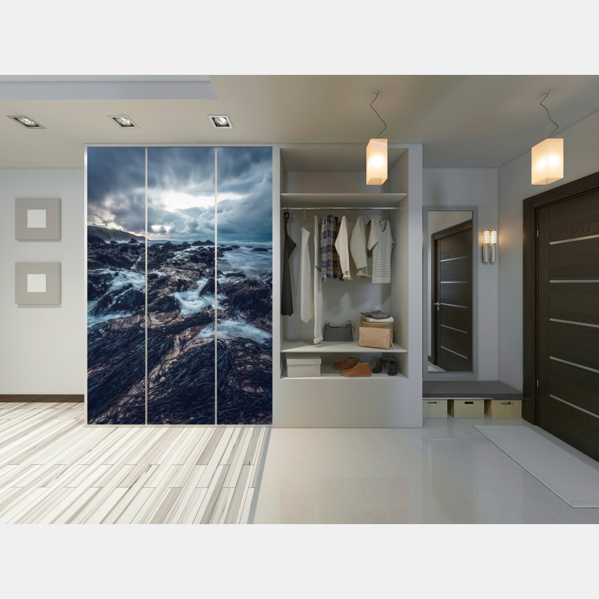 Schrankaufkleber stimmungsvolle felsenküste bei dämmerung – Wallnifity® Schrankaufkleber stimmungsvolle felsenküste bei dämmerung – Wallnifity®