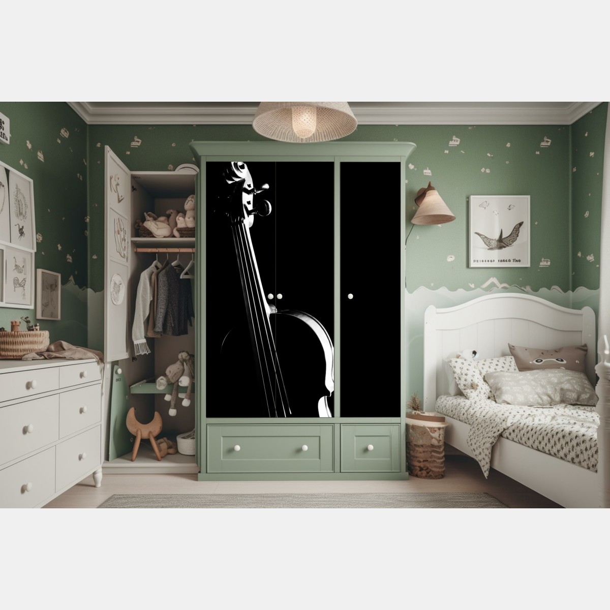 Schrankaufkleber elegante geigensilhouette auf schwarzem hintergrund – Wallnifity® Schrankaufkleber elegante geigensilhouette auf schwarzem hintergrund – Wallnifity®