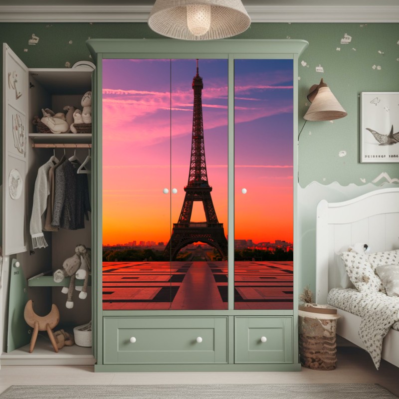 Schrankaufkleber Dubai skyline bei sonnenaufgang – Wallnifity®