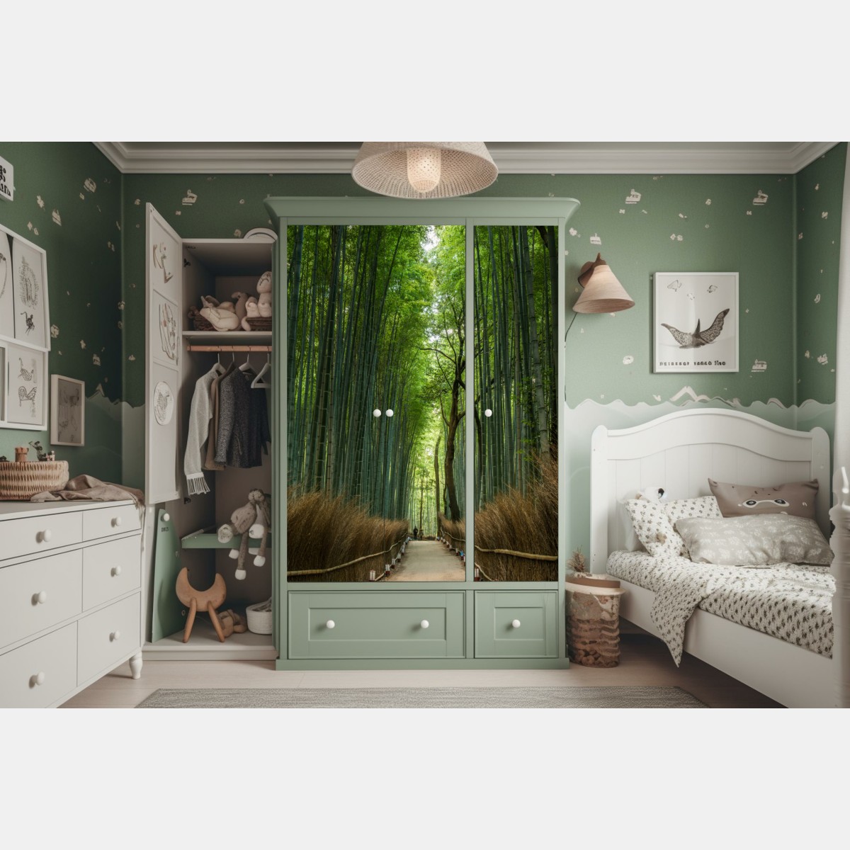 Schrankaufkleber ruhiger bambushainpfad – Wallnifity® Schrankaufkleber ruhiger bambushainpfad – Wallnifity®