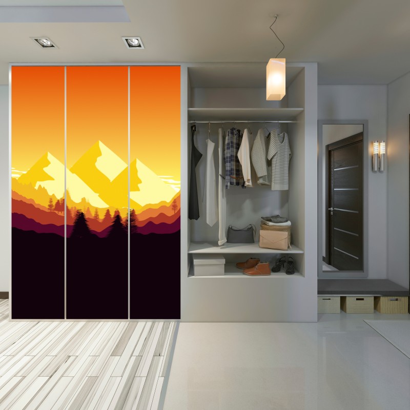 Schrankaufkleber goldener sonnenuntergang über bergen – Wallnifity® Schrankaufkleber goldener sonnenuntergang über bergen – Wallnifity®