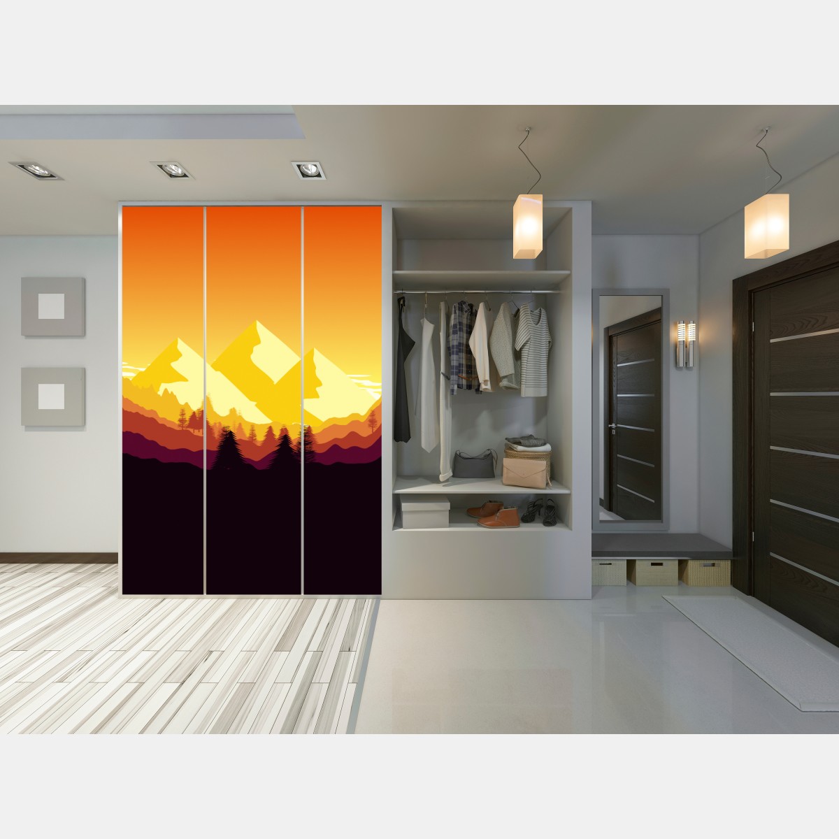 Schrankaufkleber goldener sonnenuntergang über bergen – Wallnifity® Schrankaufkleber goldener sonnenuntergang über bergen – Wallnifity®