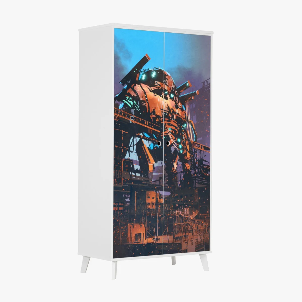 Schrankaufkleber riesiger mech in verlassener fabrik – Wallnifity® Schrankaufkleber riesiger mech in verlassener fabrik – Wallnifity®