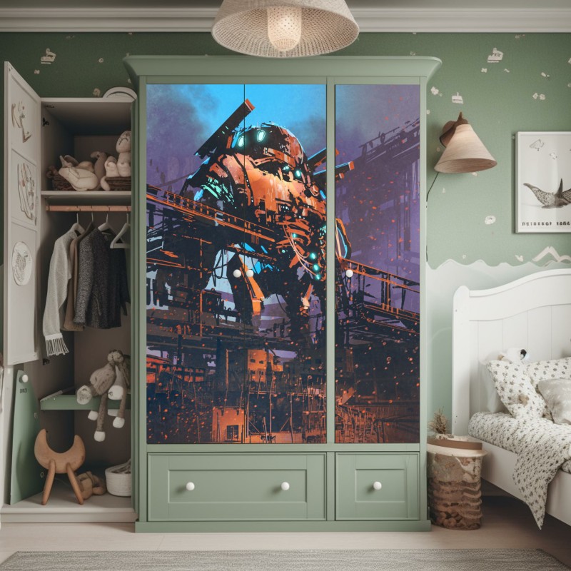 Schrankaufkleber gewundener landweg durch grüne wiesen – Wallnifity®