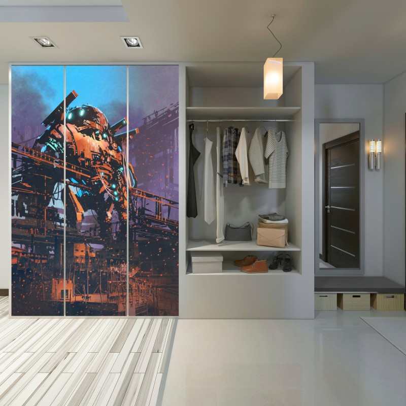 Schrankaufkleber riesiger mech in verlassener fabrik – Wallnifity® Schrankaufkleber riesiger mech in verlassener fabrik – Wallnifity®