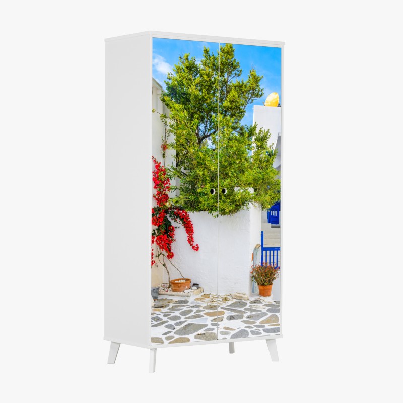 Schrankaufkleber minimalistische botanische silhouette mit sonne – Wallnifity®