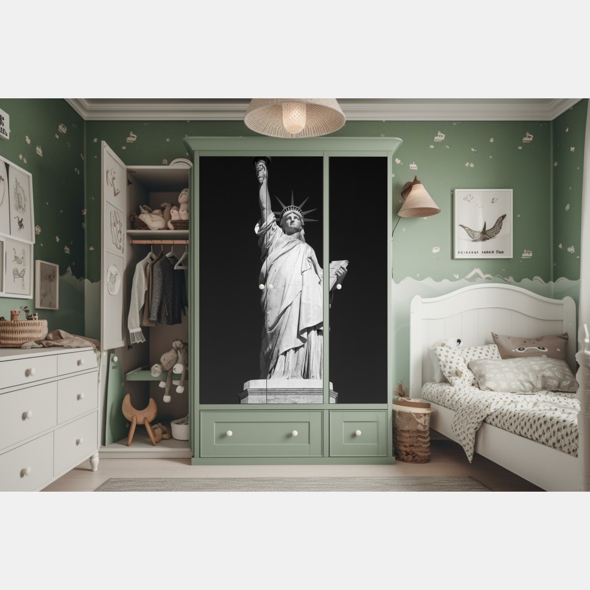 Schrankaufkleber Freiheitsstatue in monochrom – Wallnifity® Schrankaufkleber Freiheitsstatue in monochrom – Wallnifity®