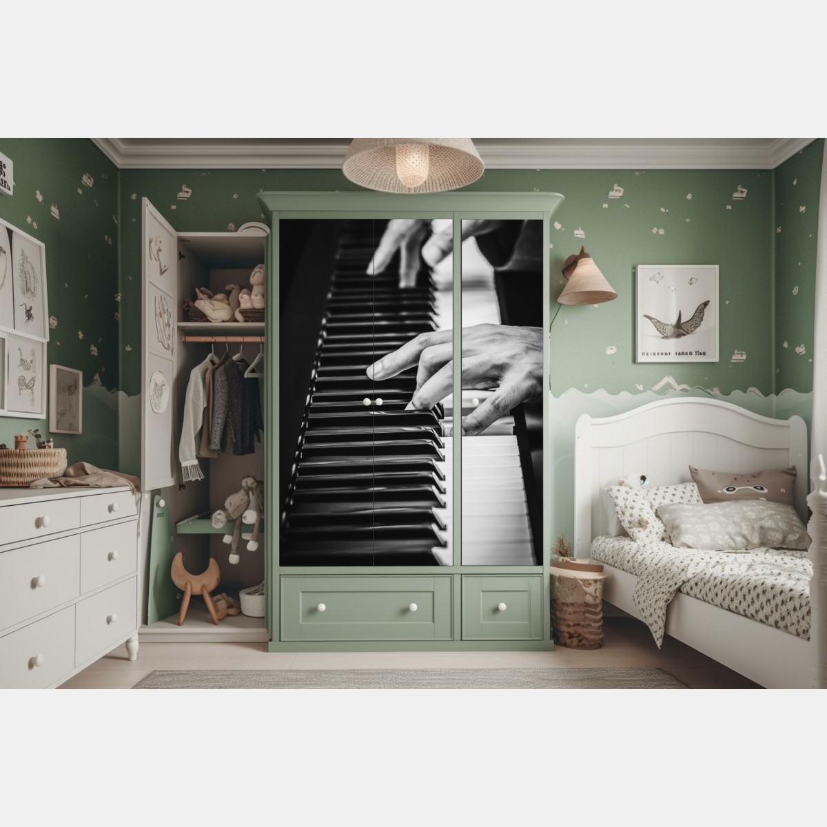 Schrankaufkleber hände am klavier in bewegung – Wallnifity® Schrankaufkleber hände am klavier in bewegung – Wallnifity®