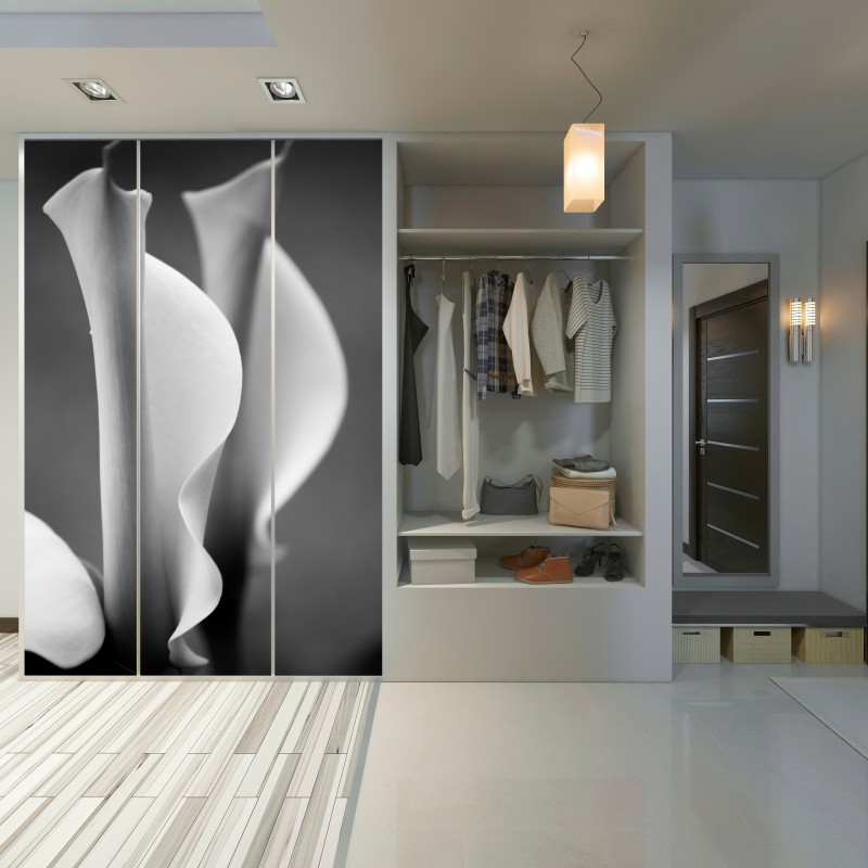 Schrankaufkleber elegante calla-lilien in monochrom – Wallnifity® Schrankaufkleber elegante calla-lilien in monochrom – Wallnifity®