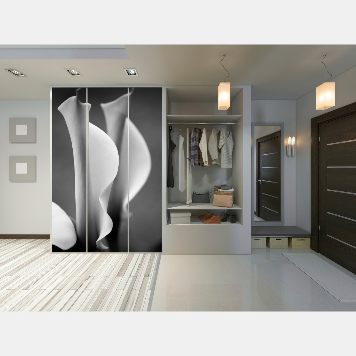 Schrankaufkleber elegante calla-lilien in monochrom – Wallnifity® Schrankaufkleber elegante calla-lilien in monochrom – Wallnifity®