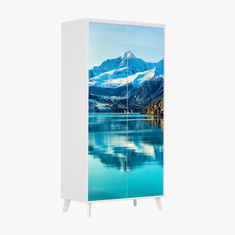 Schrankaufkleber herbstlicher waldweg mit goldenem licht – Wallnifity®